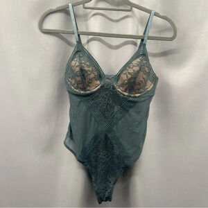 Adore Me Bodysuit One Piece Underwire Lingerie Gray Lace Size Medium NWT